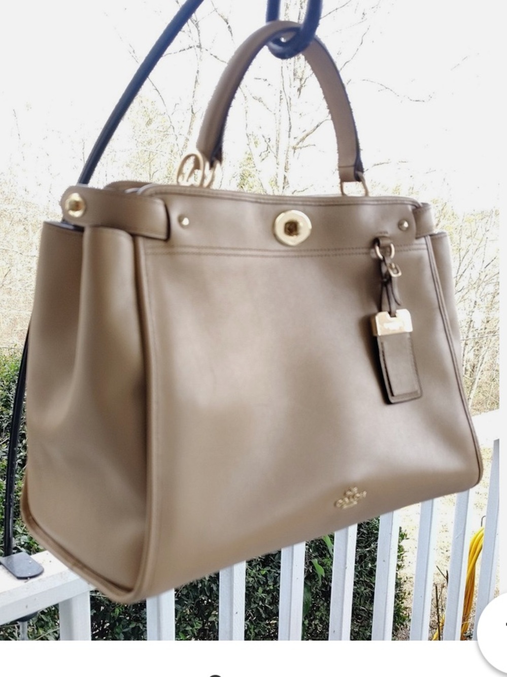 Gorg Authentic Vintage Coach Large Gramercy Leather Satchel  – Beige – Pre-Owned